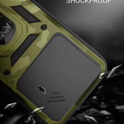 Kapa Tank Back Cover for Oppo F29 5G | Inbuilt Ring + Slider Shockproof Lens Protection Bumper Back Case (Green)