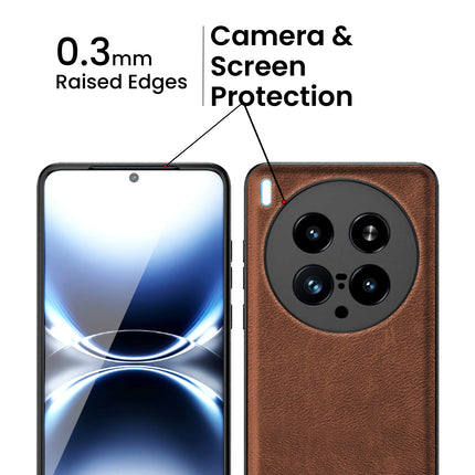 Kapa Tux Leather Back Cover for Vivo X200 Ultra | Slim Shockproof Camera Protection Bumper Case (Brown)