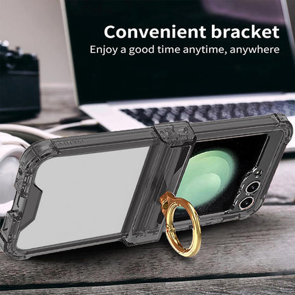 Kapa Clear Airbag Ring Back Case for Samsung Galaxy Flip6 / Z Flip 6 | Transparent Shockproof Slim Hard Protective Cover (Black)