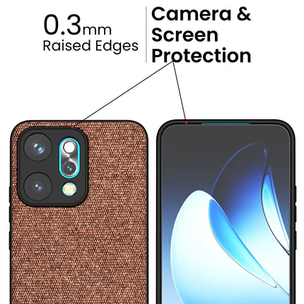 Kapa Soft Fabric & Leather Hybrid Protective Back Cover for Oppo Reno 14 PRO 5G | Shockproof Slim Hard Anti Slip Back Case (Brown) - Mobizang