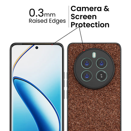 Kapa Soft Fabric & Leather Hybrid Protective Back Cover for Realme 12 Pro / 12 Pro Plus | Shockproof Slim Hard Anti Slip Back Case (Brown)