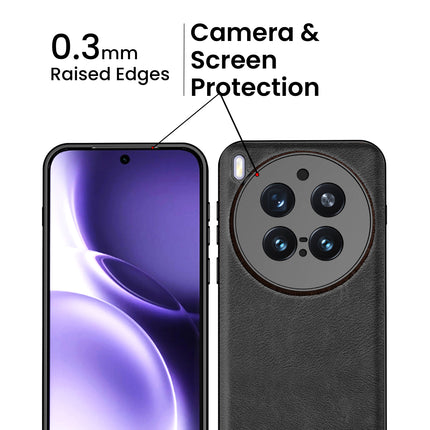 Kapa Tux Leather Back Cover for Vivo X300 Pro 5G | Slim Shockproof Camera Protection Bumper Case (Black)