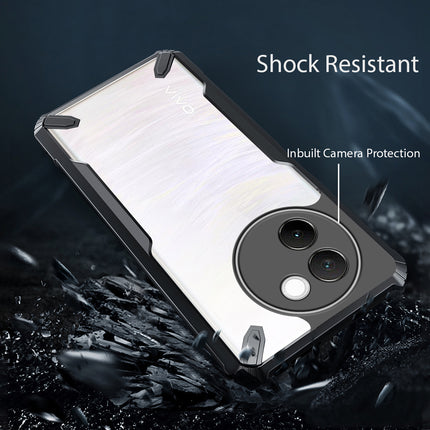 Kapa Bull Clear Back Cover for Vivo V30E (5G) | [Military Grade Protection] Shock Proof Slim Hybrid Bumper Case (Black)