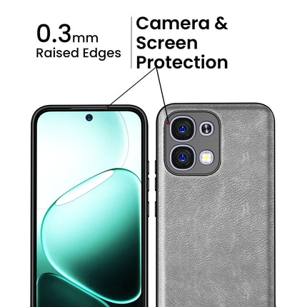 Kapa Tux Leather Back Cover for Oppo F31 5G | Slim Shockproof Camera Protection Bumper Case (Grey) - Mobizang