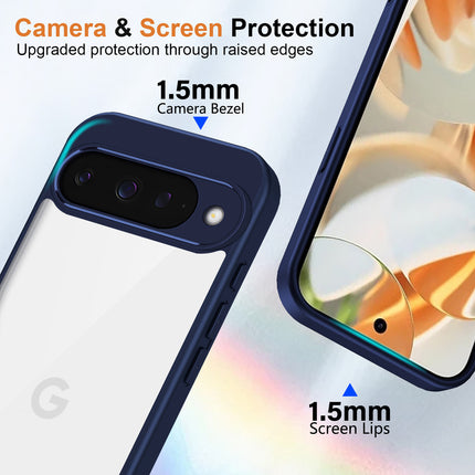 Kapa Hawkeye Clear Slim Tough Back Cover for Google Pixel 10 | Camera Lens Protector Anti Yellow Shockproof Clear Hybrid Case Cover (Blue)