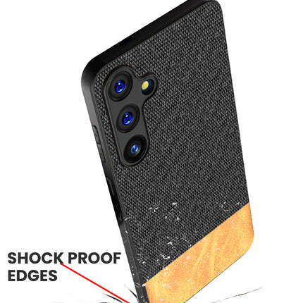 Kapa Soft Fabric & Leather Hybrid Protective Back Cover for Samsung Galaxy A55 (5G) | Shockproof Slim Hard Anti Slip Back Case (Black,Brown)