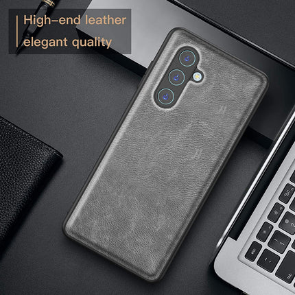 Kapa Tux Leather Back Cover for Samsung Galaxy M35 (5G) | Slim Shockproof Camera Protection Bumper Case (Grey) - Mobizang