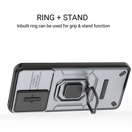 Kapa Armor Slider Back Cover for OnePlus Nord CE 5 | Inbuilt Ring + Camera Slider Shockproof Lens Protection Bumper Back Case (Grey)