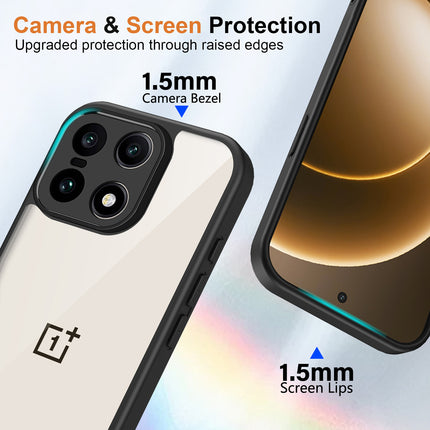 Kapa Hawkeye Clear Slim Tough Back Cover for OnePlus 15 | Camera Lens Protector Anti Yellow Shockproof Clear Hybrid Case Cover (Black)