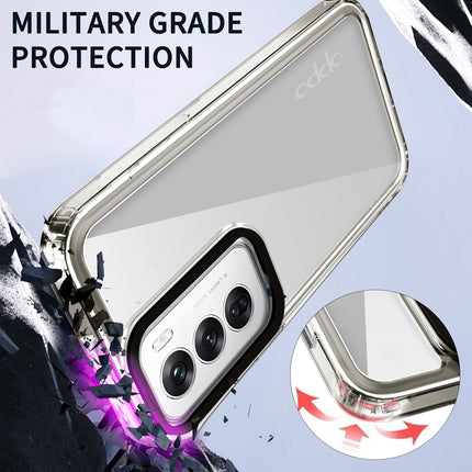 Kapa Warrior Acrylic Clear Back Cover For Oppo Reno 12 (5G) | Slim Shockproof [Military Grade Protection] Hybrid Bumper Case (Grey Sides) - Mobizang