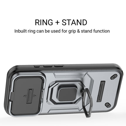 Kapa Armor Slider Back Cover for Apple iPhone 17 Pro | Inbuilt Ring + Camera Slider Shockproof Lens Protection Bumper Back Case (Grey) - Mobizang