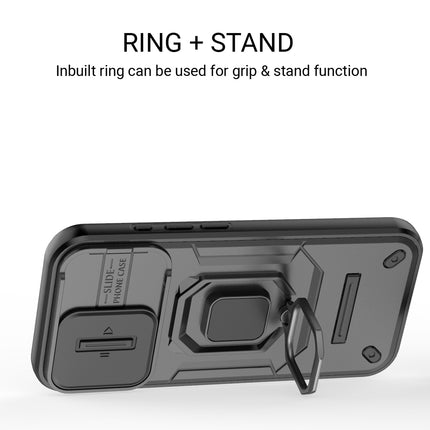 Kapa Armor Slider Back Cover for Apple iPhone 17 | Inbuilt Ring + Camera Slider Shockproof Lens Protection Bumper Back Case (Black)