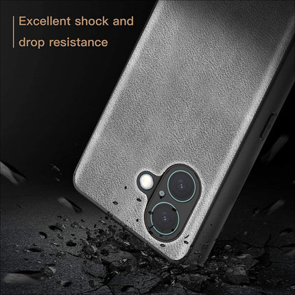 Kapa Tux Leather Back Cover for Apple iPhone 16 Plus | Slim Shockproof Camera Protection Bumper Case (Grey)
