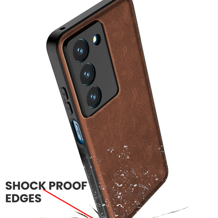 Kapa Tux Leather Back Cover for Realme 14X | Slim Shockproof Camera Protection Bumper Case (Brown)