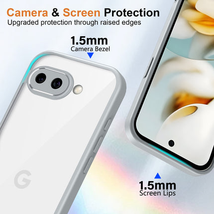 Kapa Hawkeye Clear Slim Tough Back Cover for Google Pixel 9A | Camera Lens Protector Anti Yellow Shockproof Clear Hybrid Case Cover (Grey)