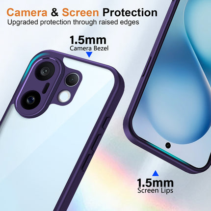 Kapa Hawkeye Clear Slim Tough Back Cover for Vivo X200 FE 5G | Camera Lens Protector Anti Yellow Shockproof Clear Hybrid Case Cover (Purple Sides)