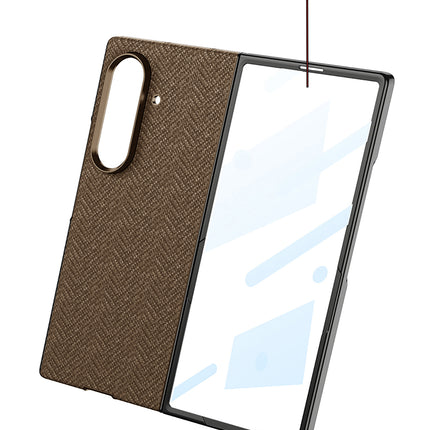 Kapa Nylon Fabric Case Compatible with Magsafe Back Cover for Samsung Galaxy Z Fold7 / Fold 7 | with [Inbuilt Glass] and Wireless Charging Support Full Body Protection Cover (Brown)