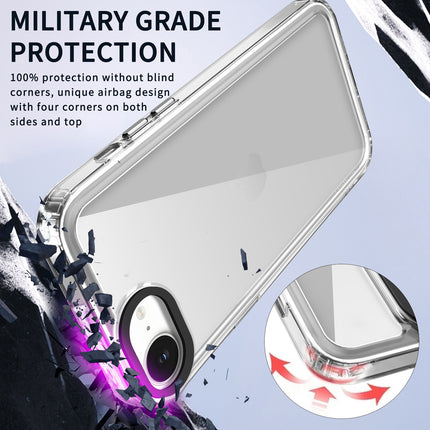 Kapa Warrior Acrylic Clear Back Cover For Apple iPhone 16E | Slim Shockproof [Military Grade Protection] Hybrid Bumper Case (Clear Sides)