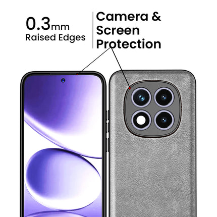 Kapa Tux Leather Back Cover for Redmi Note 15 Pro 5G | Slim Shockproof Camera Protection Bumper Case (Grey) - Mobizang