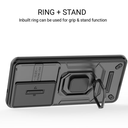 Kapa Armor Slider Back Cover for Samsung Galaxy S26 | Inbuilt Ring + Camera Slider Shockproof Lens Protection Bumper Back Case (Black)