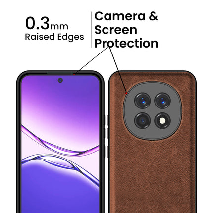 Kapa Tux Leather Back Cover for Oppo F29 5G | Slim Shockproof Camera Protection Bumper Case (Brown) - Mobizang