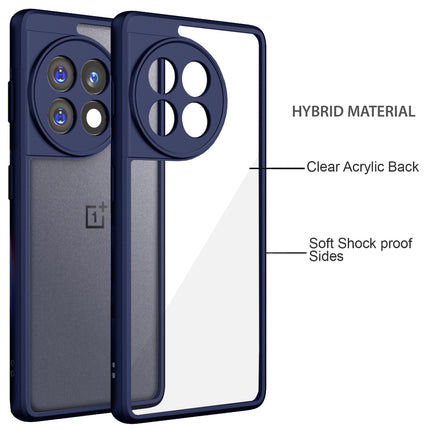 Kapa Hawkeye Clear Back Cover for OnePlus 13R | Camera Lens Protector Shockproof Slim Clear Case Cover (Blue Sides) - Mobizang