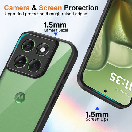 Kapa Hawkeye Clear Slim Tough Back Cover for Moto Edge 60 Stylus | Camera Lens Protector Anti Yellow Shockproof Clear Hybrid Case Cover (Black)