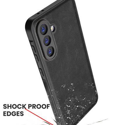 Kapa Tux Leather Back Cover for Samsung Galaxy M16 | Slim Shockproof Camera Protection Bumper Case (Black)