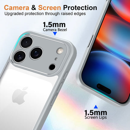 Kapa Hawkeye Clear Slim Tough Back Cover for Apple iPhone 17 Pro Max | Camera Lens Protector Anti Yellow Shockproof Clear Hybrid Case Cover (Grey)
