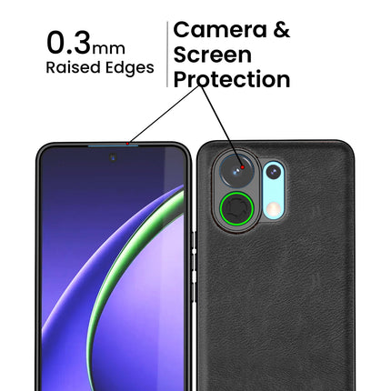 Kapa Tux Leather Back Cover for Oppo K13 Turbo / K13 Turbo Pro | Slim Shockproof Camera Protection Bumper Case (Black)