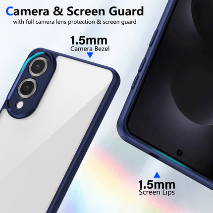 Kapa Hawkeye Clear Slim Tough Back Cover for Samsung Galaxy S25 Edge | Camera Lens Protector Anti Yellow Shockproof Clear Hybrid Case Cover (Blue)