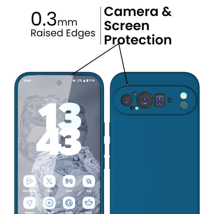 Kapa Matte Protective Lens Flexible Back Cover for Google Pixel 9 / 9 PRO | Slim Silicone with Soft Lining Shockproof Full Body Bumper Case (Blue)