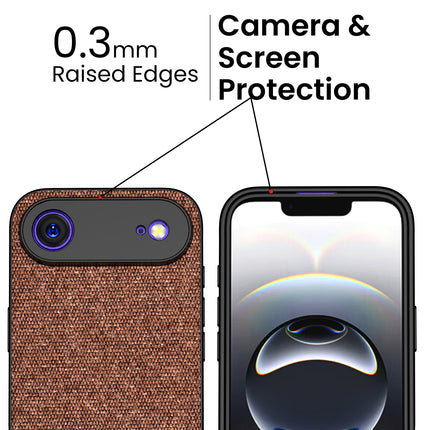 Kapa Soft Fabric & Leather Hybrid Protective Back Cover for Apple iPhone 17 Air | Shockproof Slim Hard Anti Slip Back Case (Brown) - Mobizang