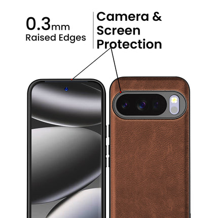 Kapa Tux Leather Back Cover for Google Pixel 10 PRO | Slim Shockproof Camera Protection Bumper Case (Brown)