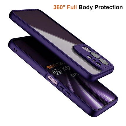 Kapa Hawkeye Clear Back Cover for Vivo T4X 5G | Camera Lens Protector Shockproof Slim Clear Case Cover (Purple Sides) - Mobizang