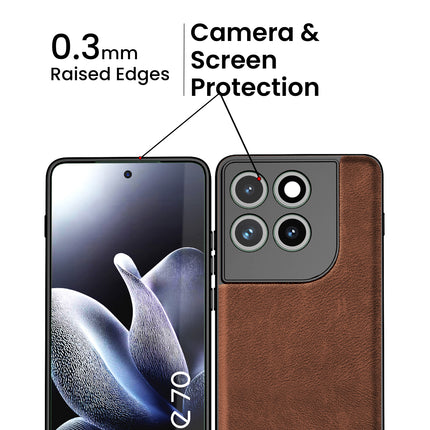Kapa Tux Leather Back Cover for Moto Edge 70 | Slim Shockproof Camera Protection Bumper Case (Brown)