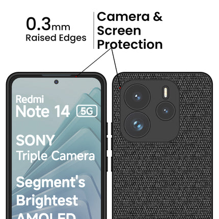 Kapa Soft Full Fabric Protective Back Case Cover for Redmi Note 14 (5G) | Shockproof Slim Hard Anti Slip Back Case (Black)
