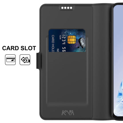 Kapa Noble Slim Magnetic Leather Flip Case Cover for Vivo V30E (5G) | Card Holder Stand Flip Wallet Case (Black) - Mobizang