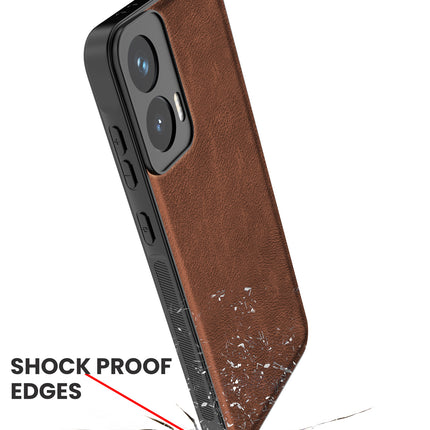 Kapa Tux Leather Back Cover for Moto G35 | Slim Shockproof Camera Protection Bumper Case (Brown)