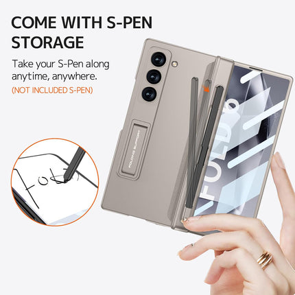 Kapa Magnetic Hinge Case for Samsung Galaxy Z Fold 6 | Inbuilt S-Pen Holder Stand Hybrid Back Cover (Titanium)