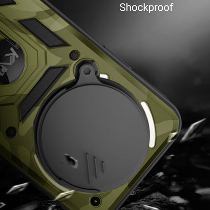 Kapa Tank Back Cover for Nothing Phone 3A Pro | Inbuilt Ring + Slider Shockproof Lens Protection Bumper Back Case (Green) - Mobizang