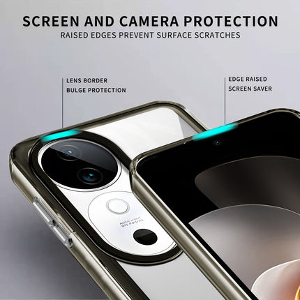 Kapa Warrior Acrylic Clear Back Cover For Vivo V31 (5G) | Slim Shockproof [Military Grade Protection] Hybrid Bumper Case (Grey Sides) - Mobizang