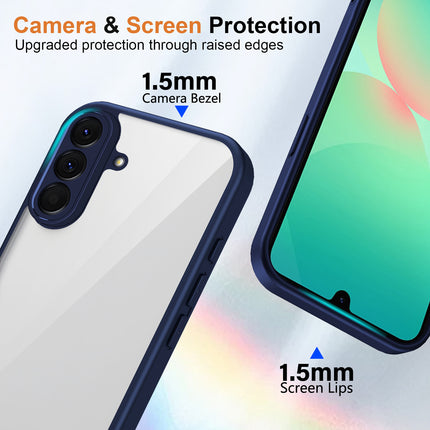 Kapa Hawkeye Clear Slim Tough Back Cover for Samsung Galaxy M36 / F36 5G | Camera Lens Protector Anti Yellow Shockproof Clear Hybrid Case Cover (Blue Sides)