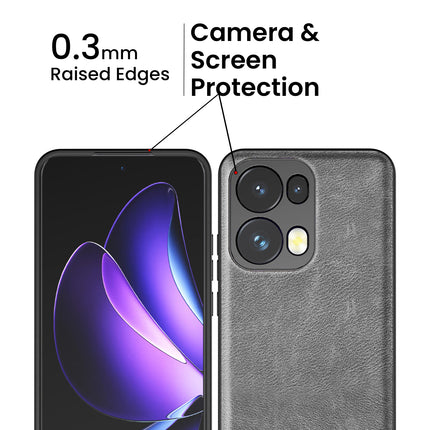 Kapa Tux Leather Back Cover for Oppo Reno 13 Pro | Slim Shockproof Camera Protection Bumper Case (Grey)