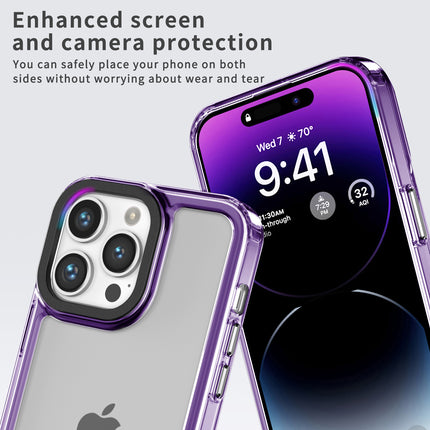 Kapa Warrior Acrylic Clear Back Cover For Apple iPhone 16 Pro Max | Slim Shockproof [Military Grade Protection] Hybrid Bumper Case (Purple Sides)