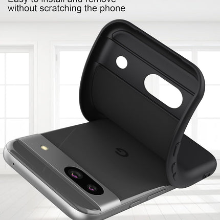 Kapa Matte Protective Lens Flexible Back Cover for Google Pixel 8A | Slim Silicone with Soft Lining Shockproof Full Body Bumper Case (Black)