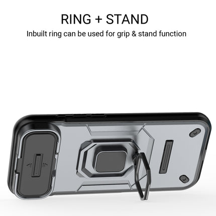 Kapa Armor Slider Back Cover for Apple iPhone 17 Air | Inbuilt Ring + Camera Slider Shockproof Lens Protection Bumper Back Case (Grey)