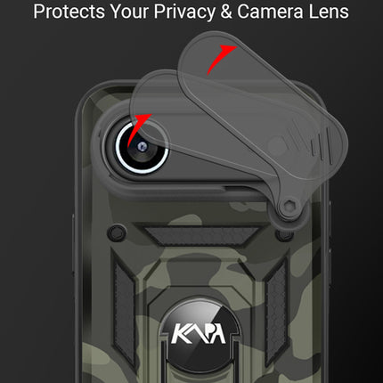 Kapa Tank Back Cover for Apple iPhone 17 Air | Inbuilt Ring + Slider Shockproof Lens Protection Bumper Back Case (Black)