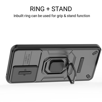 Kapa Armor Slider Back Cover for OnePlus Nord CE 5 | Inbuilt Ring + Camera Slider Shockproof Lens Protection Bumper Back Case (Black)