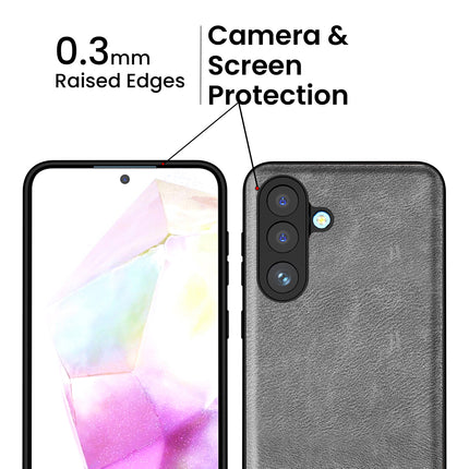 Kapa Tux Leather Back Cover for Samsung Galaxy M36 / F36 5G | Slim Shockproof Camera Protection Bumper Case (Grey)